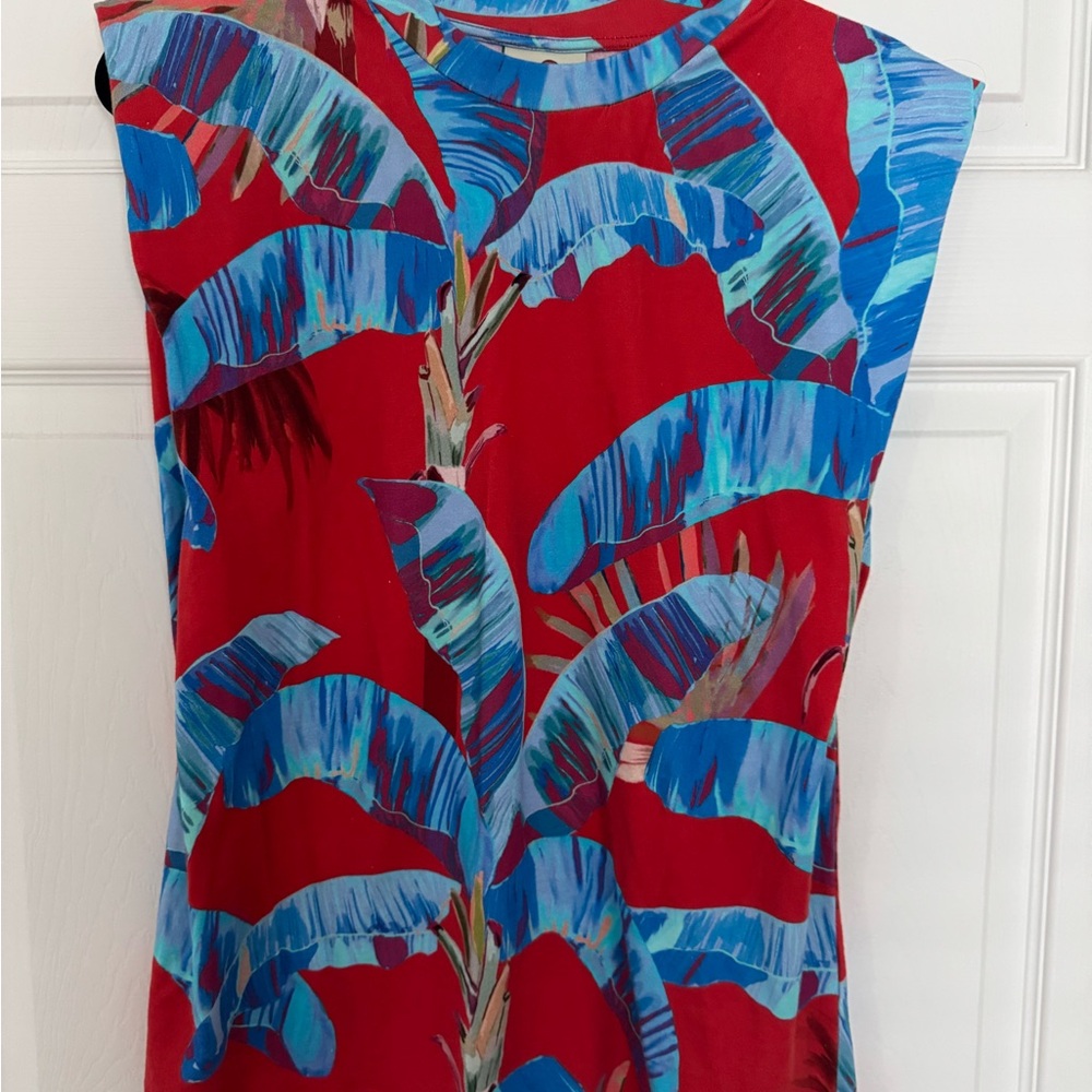 FARM Rio Vibrant Red and Blue Top